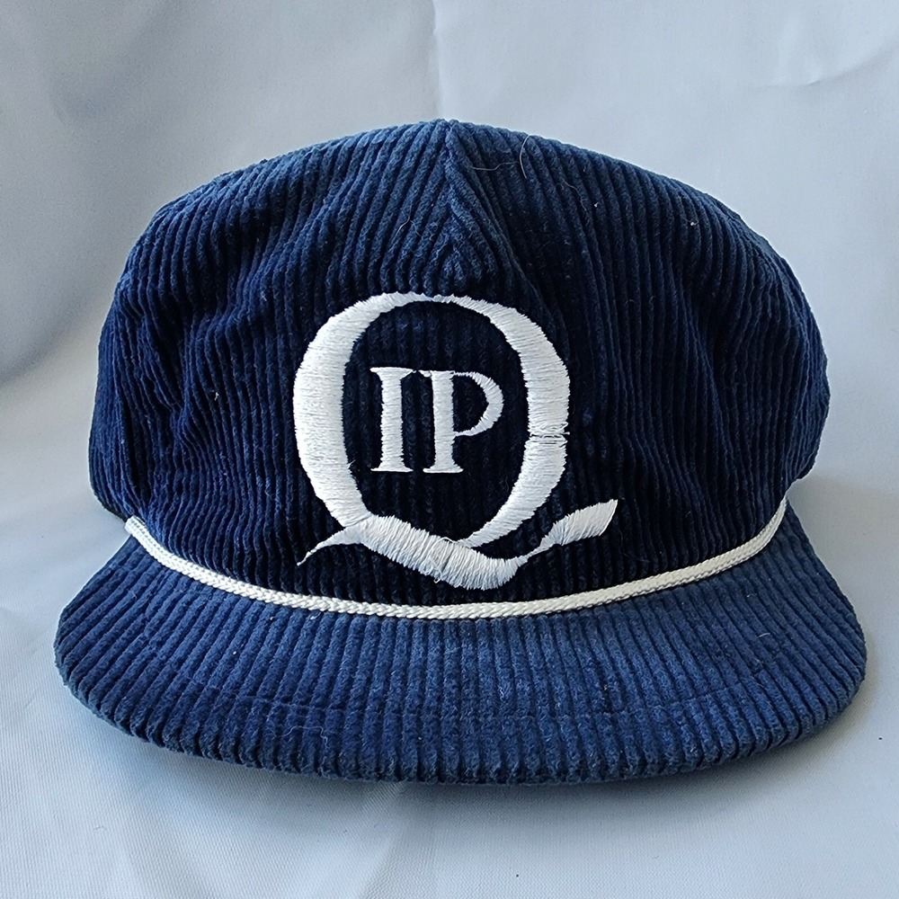 IPQ‎ Blue Corduroy Vintage Quality Snapback Cap Adjustable Hat Clean Retro USA